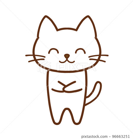 A cute white cat that puts both hands together with a smile A cute white cat that puts both hands together with a smile 96663251