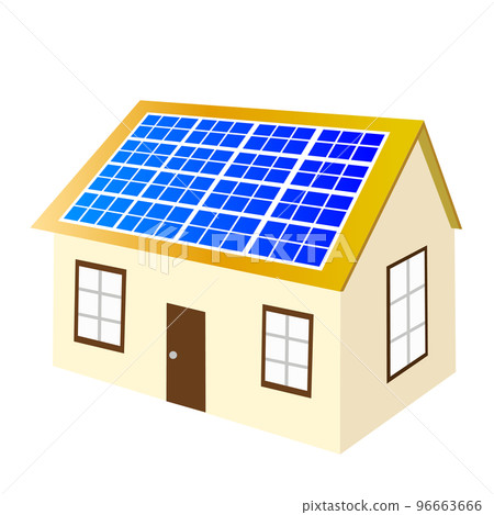 House roof with solar panels installed 96663666