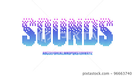 Sounds equalizer font alphabet letters. Modern logo typography. Audio wave typographic design. Voice frequency letter set for logo, headline, title, monogram, lettering. Isolated vector typeset Sounds equalizer font alphabet letters. Modern logo typography. Audio wave typographic design. Voice frequency letter set for logo, headline, title, monogram, lettering. Isolated vector typeset 96663740