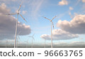 Wind turbine farm on the background of the sky with clouds. Sustainable energy production, clean energy. Alternative electric power, green transition 96663765