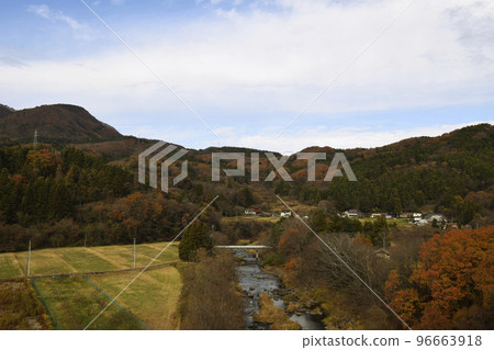 Shiroishi River and red mountains seen from Shin-Ohara Bridge on National Route 113 (Shiroishi City, Miyagi Prefecture) Shiroishi River and red mountains seen from Shin-Ohara Bridge on National Route 113 (Shiroishi City, Miyagi Prefecture) 96663918