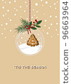 Christmas card with a glass ball and a Christmas tree 96663964