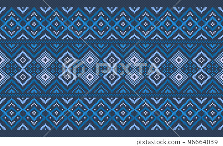 Pixel ethnic pattern, Vector embroidery abstract background, Geometric classic Navajo style 96664039