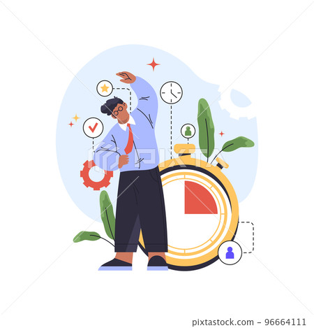 Businessman or worker takes a break, vector image. Businessman or worker takes a break, vector image. 96664111