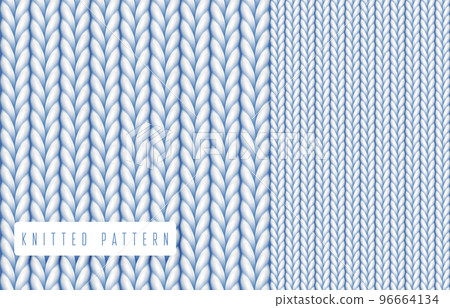 Knitted pattern, textured wool fabric, vector set Knitted pattern, textured wool fabric, vector set 96664134