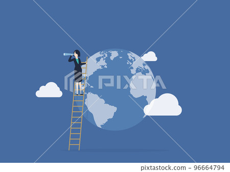 A career woman looking out over the world! Illustration material of 96664794