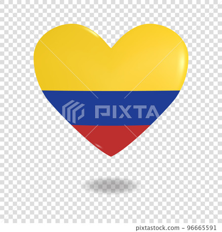 Volumetric heart of Colombia on checkered background denoting transparency, vector Volumetric heart of Colombia on checkered background denoting transparency, vector 96665591