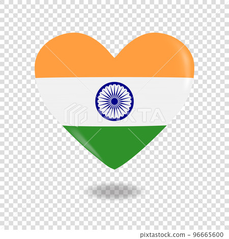 Volumetric heart of India on checkered background denoting transparency, vector 96665600