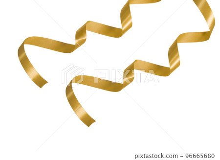Gold color riboon bow for decoration christmas, new year, anniversary or birthday white background. 96665680