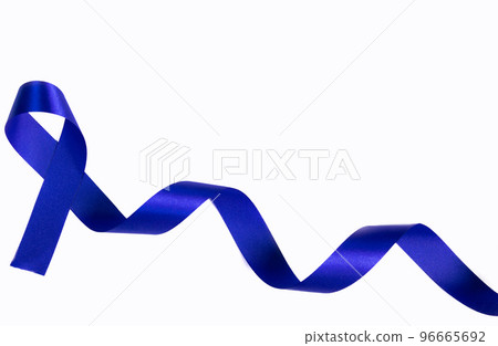 Satin ribbon blue color on white background. Satin ribbon blue color on white background. 96665692