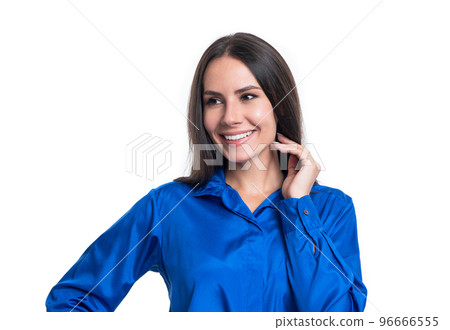 happy businesswoman isolated on white background. professional businesswoman wear shirt. 96666555