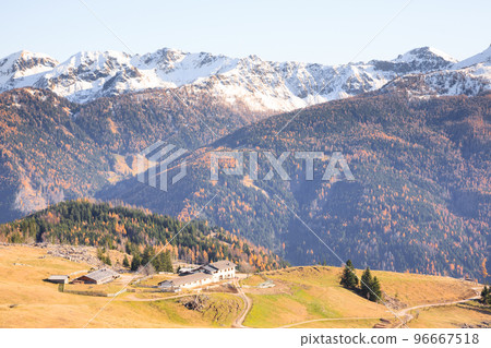 Mocheni valley autumn landscape, Baselga di Pine, Italy 96667518