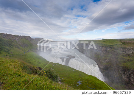 Gullfoss falls in summer season view, Iceland 96667529