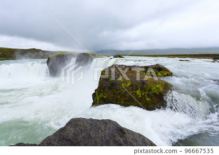 Godafoss falls in summer season view, Iceland 96667535