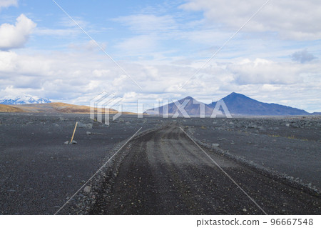 Dirt road along central highlands of Iceland. Dirt road along central highlands of Iceland. 96667548