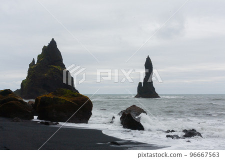 Reynisfjara lava beach view, south Iceland landscape 96667563