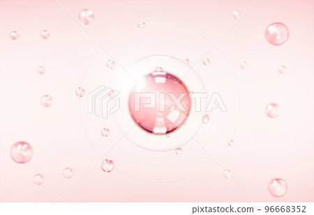Cosmetics Essence molecule, collagen, Vitamin or Serum drop water for moisturizer. Liquid molecule chemical structure on water background. Cosmetics power treatment. Natural product. 3d rendering. 96668352