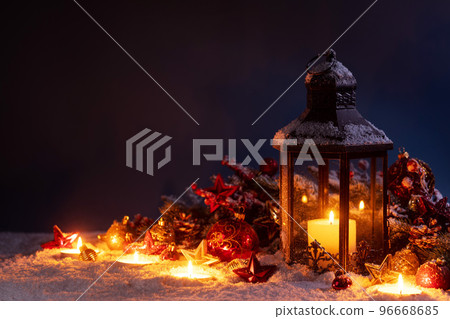 Christmas lantern in snow 96668685