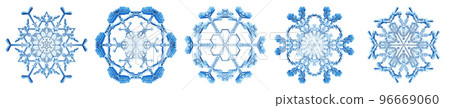 Snowflakes Dark Blue Ice Crystal Winter Symbol Snowflakes Dark Blue Ice Crystal Winter Symbol 96669060