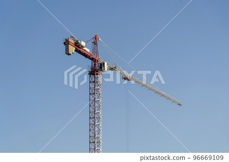 ,tower crane against the sky and Ostankino TV tower 96669109