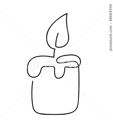 Hand drawn one line vector burning candle logo icon. Continuous Christmas advent outline illustration for greeting card, web design isolated holiday invitation 96669509
