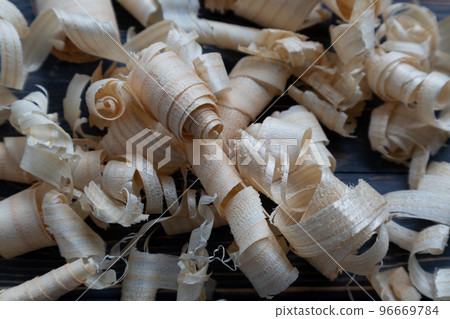 Background with wood shavings. Repair, needlework. 96669784