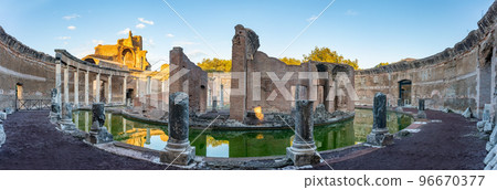 Villa Adriana or Hadrian's Villa. Roman archaeological complex at Tivoli, Italy 96670377