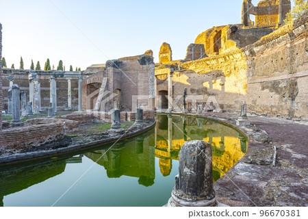 Villa Adriana or Hadrian's Villa. Roman archaeological complex at Tivoli, Italy 96670381