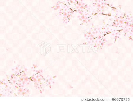 Beautiful cherry blossoms-Pink color-Checkered pattern-Japanese paper wallpaper-Gorgeous background material frame Beautiful cherry blossoms-Pink color-Checkered pattern-Japanese paper wallpaper-Gorgeous background material frame 96670735