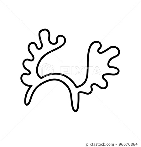 Christmas headband reindeer antler doodle. Hair hoop, headpiece for Christmas party isolated on white background. Cute christmas hand drawn vector illustration, icon, template. 96670864