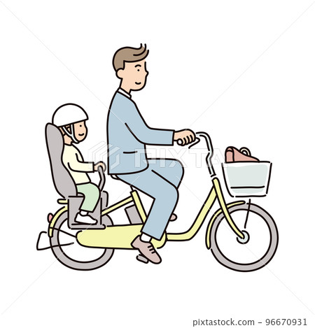 人_男_西裝_帶小孩自行車接送 96670931