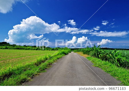沖繩縣小濱島天空和道路 沖繩縣小濱島天空和道路 96671183