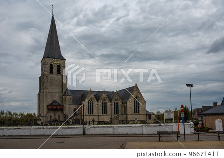 Wichelen, East Flemish Region, Belgium - Catholic curch and cemetery f the village 96671411