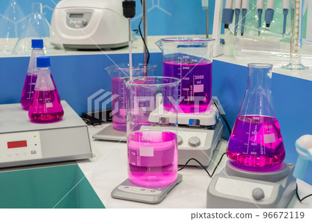 Laboratory equipment - magnetic mixers with moving stir bar for mixing liquid 96672119