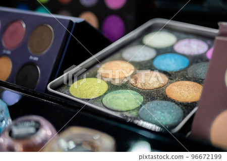 Colorful eyeshadow pallet for make up in cosmetic store 96672199