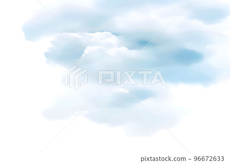 Handmade illustration of blue clouds, sky watercolor, light abstract splash on white paper background, vector watercolor clouds. 96672633