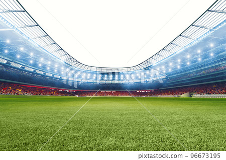 Modern football stadium ready to soccer match 96673195