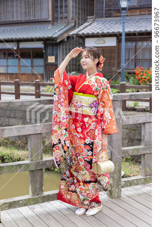 A woman in kimono shape 96673967
