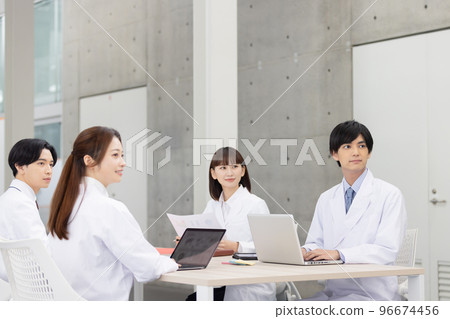 Researcher having a meeting Researcher having a meeting 96674456