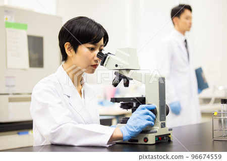 Young Woman, Lab, Science, Experiment, Microscope 96674559