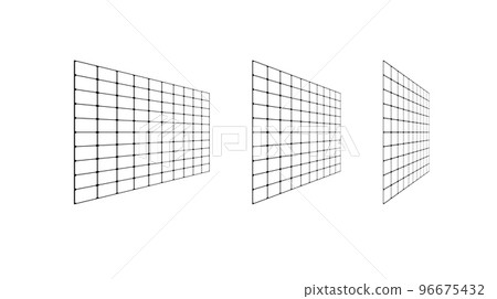 Flat grid surface set. Rectangle vertical plane in different perspective. Different angles design elements collection. Vector Flat grid surface set. Rectangle vertical plane in different perspective. Different angles design elements collection. Vector 96675432