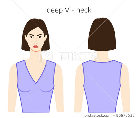 Deep V - neckline clothes character beautiful lady in lavanda top, shirt, dress technical fashion illustration fitted Deep V - neckline clothes character beautiful lady in lavanda top, shirt, dress technical fashion illustration fitted 96675535