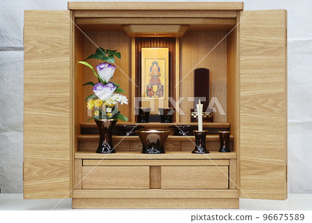 家具式佛壇,裝飾有現代佛教用具,禪宗風格4 家具式佛壇,裝飾有現代佛教用具,禪宗風格4 96675589