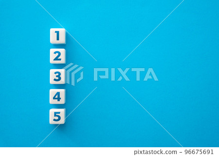 To do list of numbers on blue background. Follow instructions. According the plan. Step by step progress. Organization and systematization. Business planning. Problem solving. Roadmap agreement 96675691