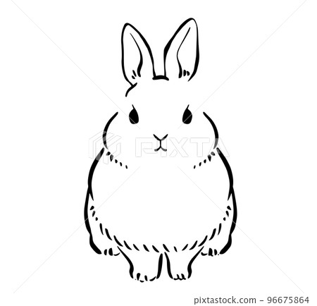 具有水墨畫觸感的兔子插畫 96675864