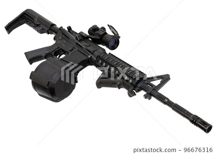 M4 assault rifle with optic scope and drum magazine 96676316