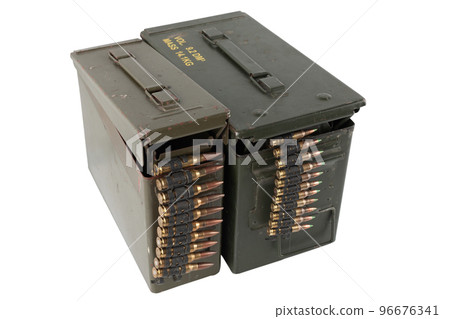 Ammunition belt with cartridges in ammunition boxes 96676341