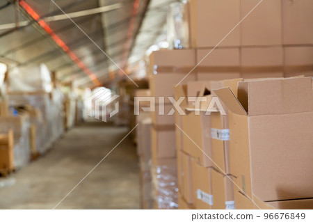 Lots of cardboard boxes in fulfillment center Lots of cardboard boxes in fulfillment center 96676849