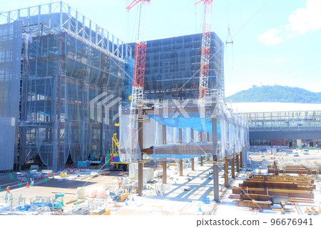 Large construction site with tower cranes Large construction site with tower cranes 96676941