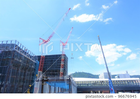 Large construction site with tower cranes Large construction site with tower cranes 96676945